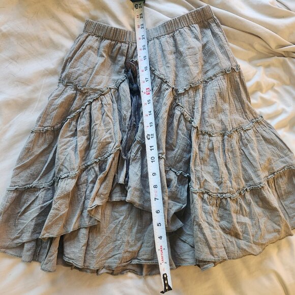 Small Dusty Green Tiered Boho Cottagecore Anthropologie Celui Midi Skirt - Picture 2 of 6